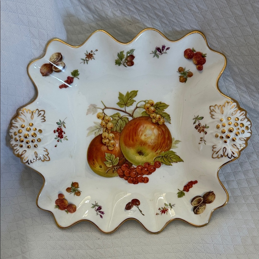 Vintage Hammersley & Co. Fine Bone China Dish Fruit & Gold Pattern 4584